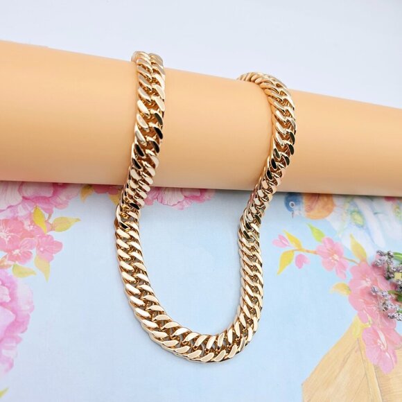 Bold Rose Gold Plated Cuban Chain Necklace – 60cm Premium Design, XPNL0095 - Picture 3 of 12